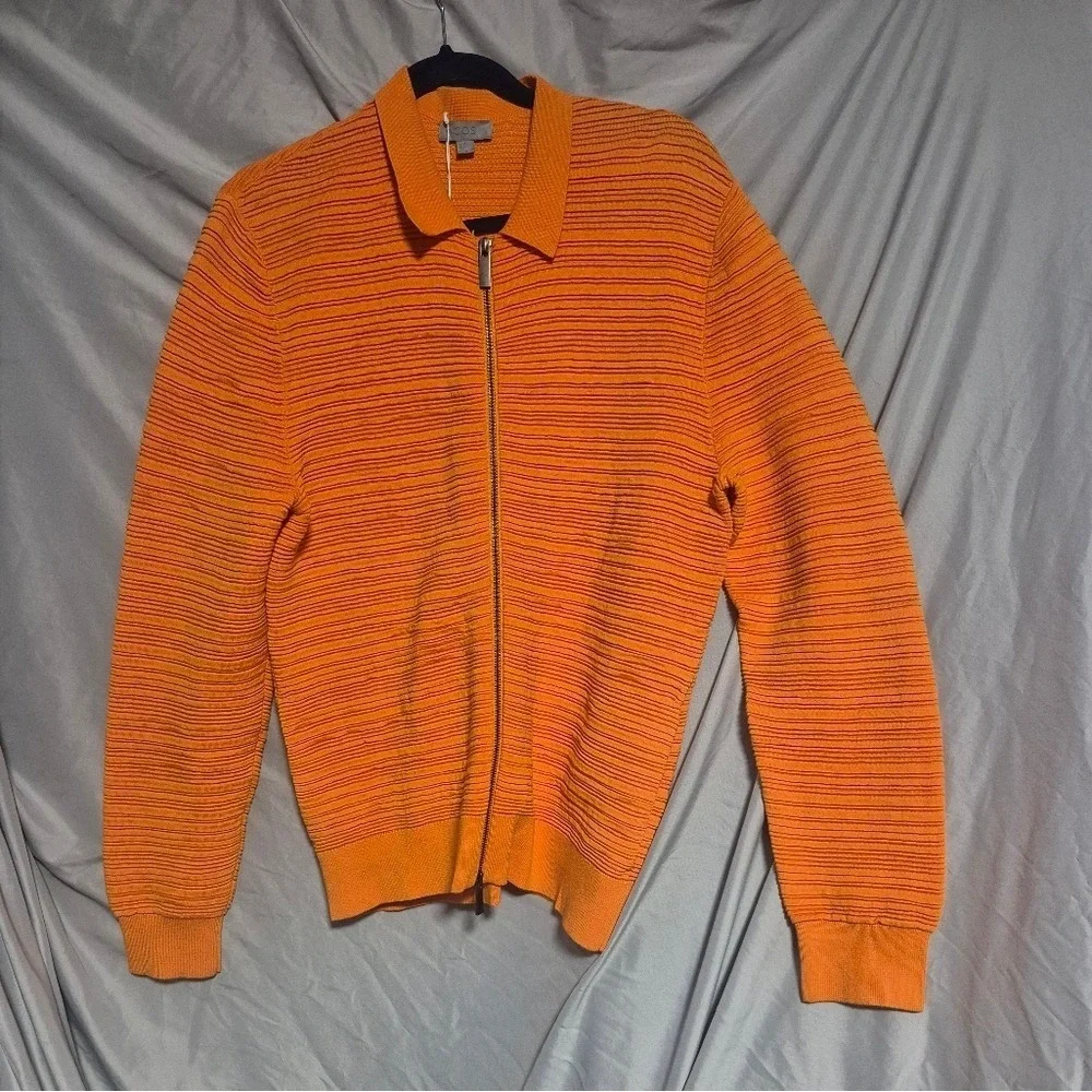 Cos Orange Zippered Men's Sweater Medium
